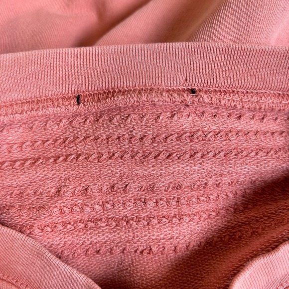 Frye Rose Size L Pink Embroidered Cotton Terry Crop Sweatshirt Boho Western Cozy - Picture 9 of 12